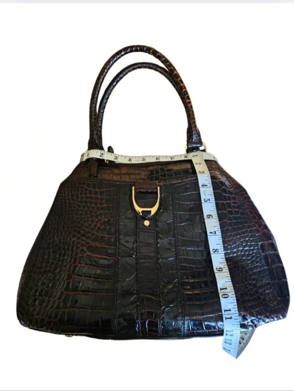 Cole Haan Dark Brown Croc-Embossed Top-Handle Satchel - Picture 11 of 15